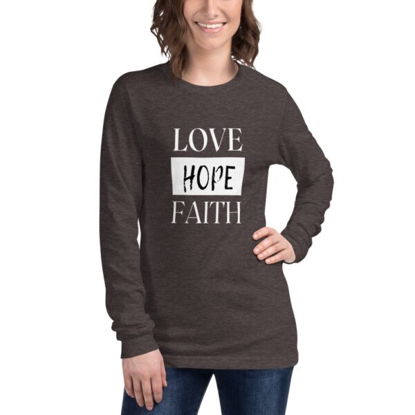 Love, Hope, Faith Unisex Long Sleeve Tee - Image 7