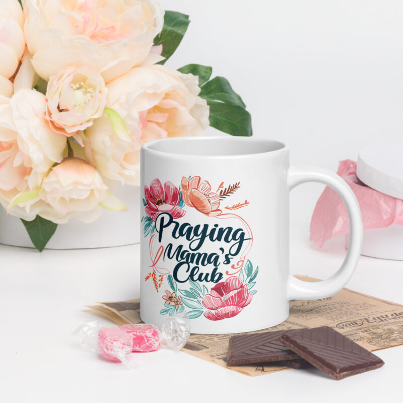 Praying Mama's Club White glossy mug