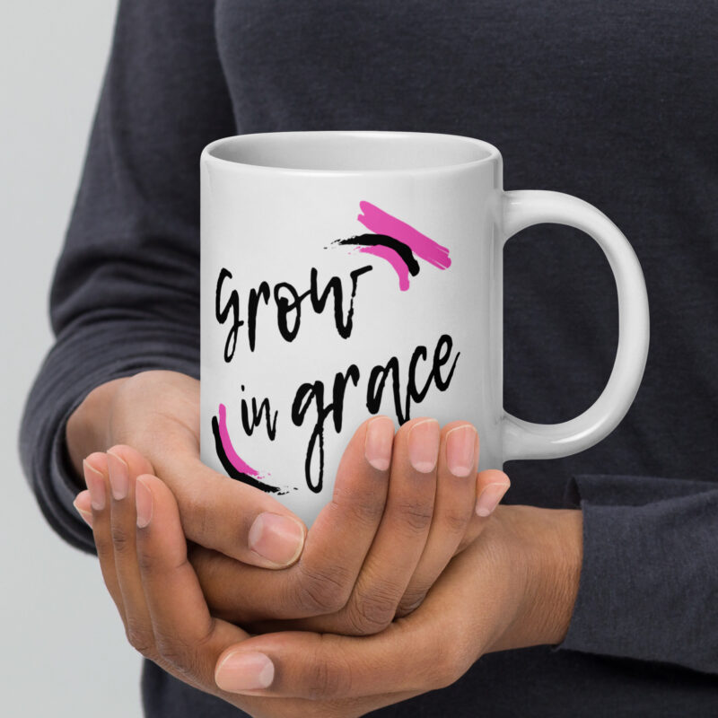 Grow in Grace White glossy mug