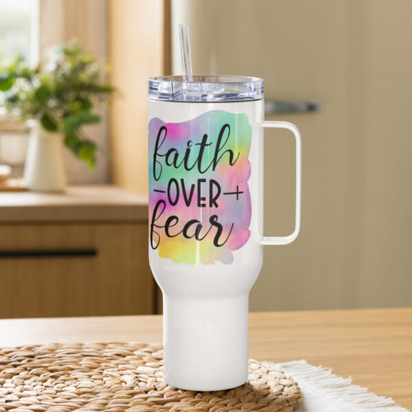 Faith Over Fear Travel mug with a handle