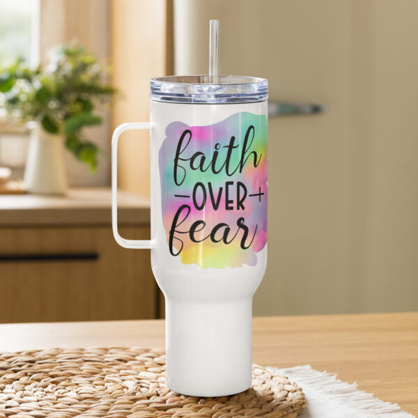 Faith Over Fear Travel mug with a handle - Image 5