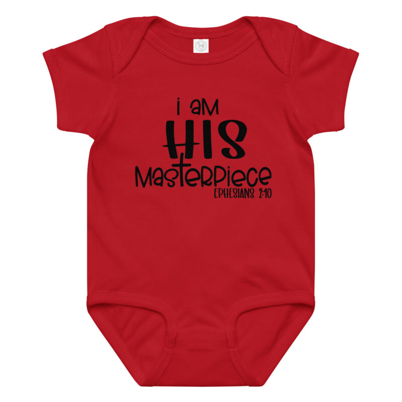 I am His masterpiece Christian baby onesie