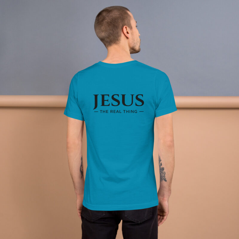 jesus the real thing christian t-shirt for men-back