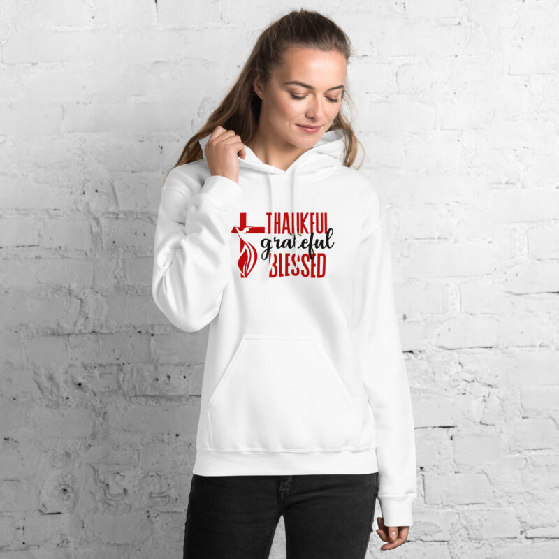 thankful, grateful, blessed christian women’s hoodie