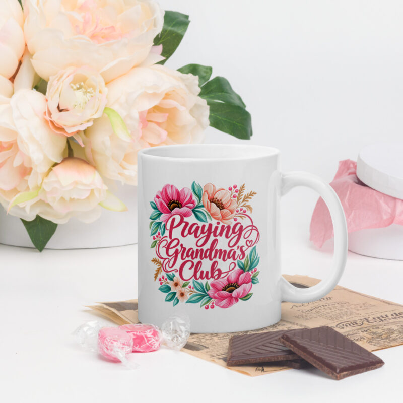 Praying Grandma's Club Christian coffee mug