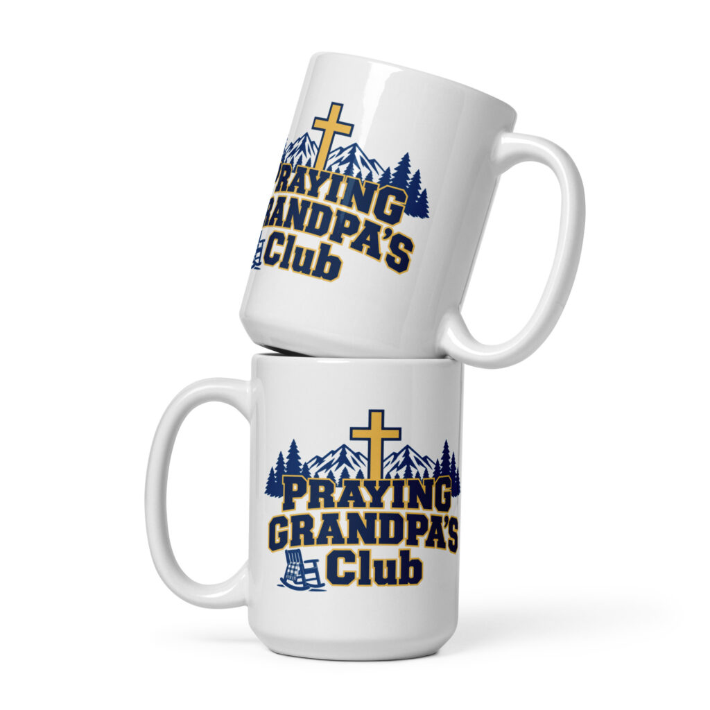 Praying Grandpa's Club Christian coffee mug